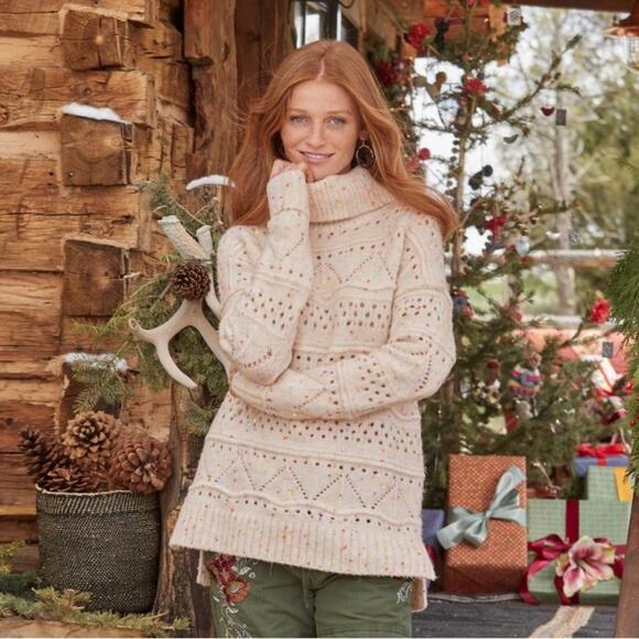 Sundance Linton Sweater Ivory Fleck Oversized Cowl Neck Size extra large rainbow - Picture 1 of 7